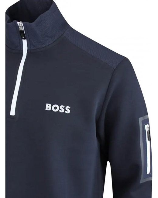 Boss Blue Sweat 1 Quarter Zip Sweatshirt Dark for men
