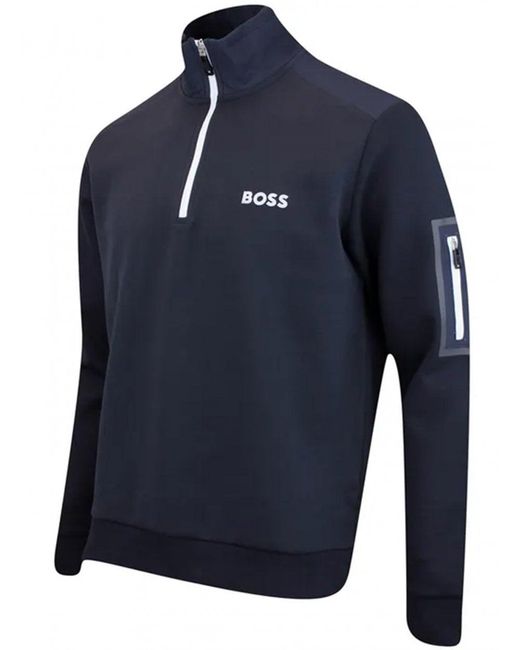 Boss Blue Sweat 1 Quarter Zip Sweatshirt Dark for men