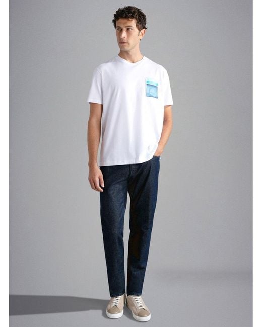 Paul & Shark White Pocket Print T-shirt for men