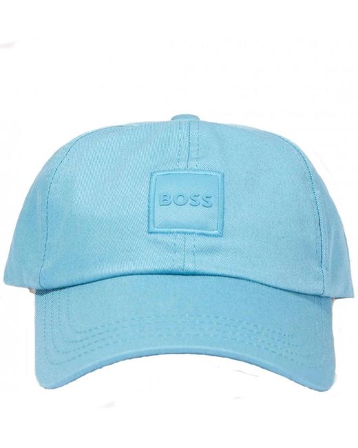 Boss Blue Tonal Logo Patch Cap Open for men
