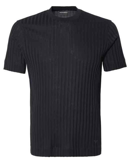 Emporio Armani Black Verticle Stripe T Shirt Navy for men