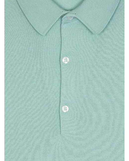 John Smedley Green Adrian Sea Island Cotton Polo Shirt Mint for men