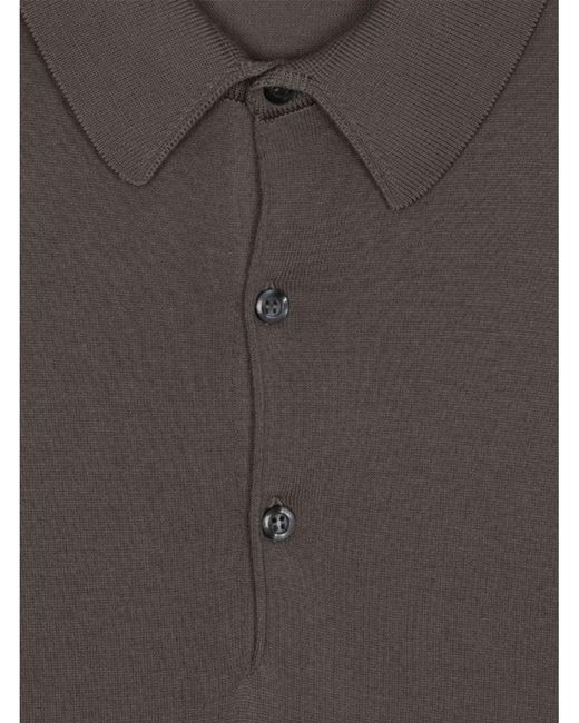 John Smedley Gray Adrian Sea Island Cotton Polo Shirt Musk Brown for men