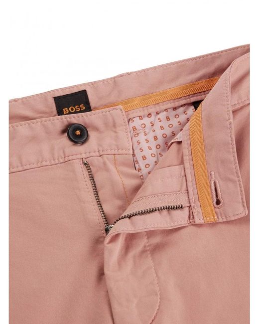 Boss Pink Stretch Slim Chino Shorts for men