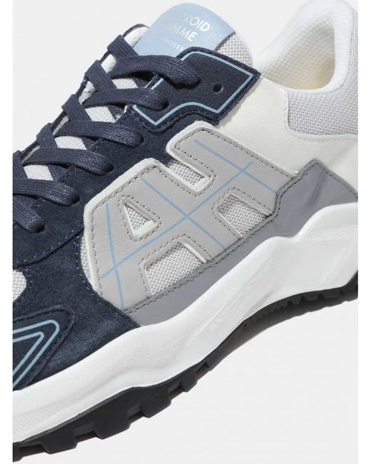 Android Homme Blue Ah One Leather Mesh Trainer Navy for men