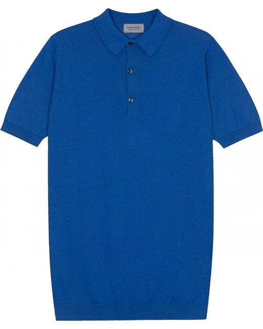 John Smedley Blue Adrian Sea Island Cotton Polo Shirt Electric for men