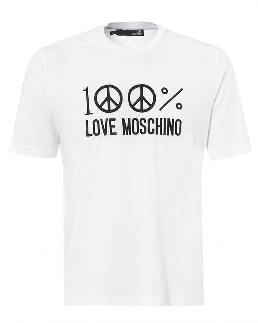 Love Moschino 100% T-shirt, Regular Fit White Tee for men