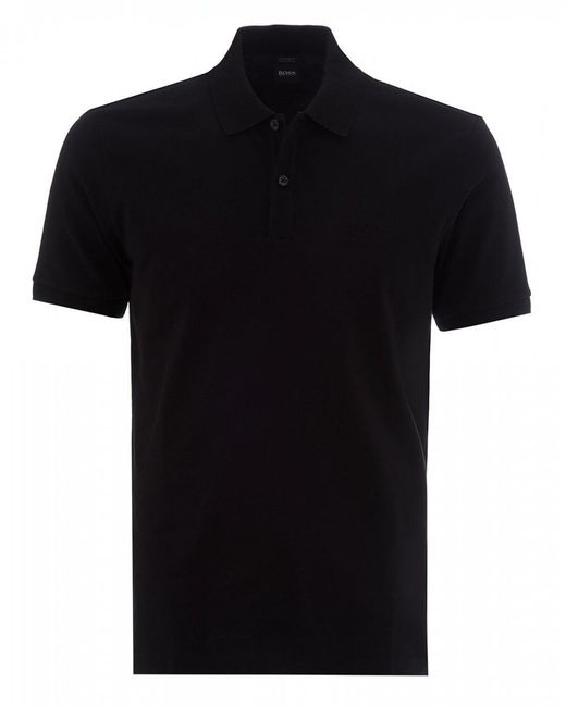 BOSS by Hugo Boss Pallas Polo, Regular Fit Plain Black Polo Shirt for men