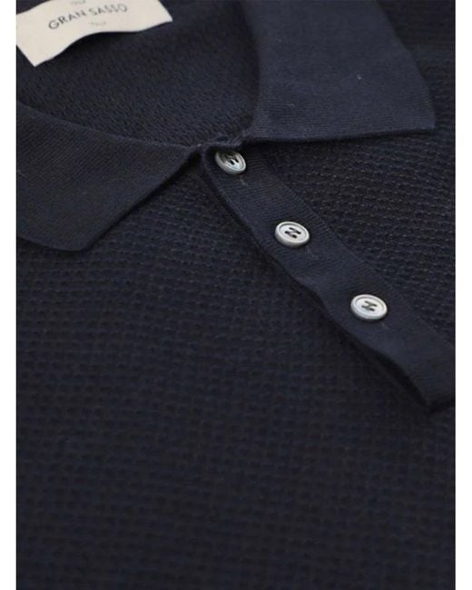 Gran Sasso Blue Honeycomb Tennis Polo Shirt Dark for men