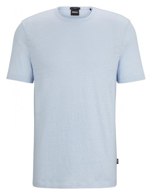Boss Tiburt Linen T-shirt Light Pastel Blue for men