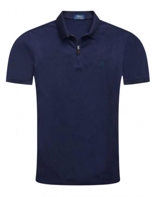 Polo Ralph Lauren Blue Stretch Mesh Zip Polo Shirt Refined Navy for men