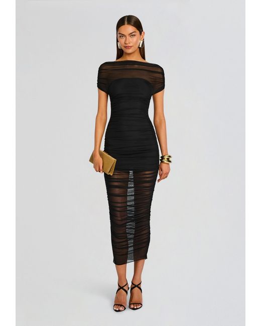 SER.O.YA Black Noel Mesh Midi Dress