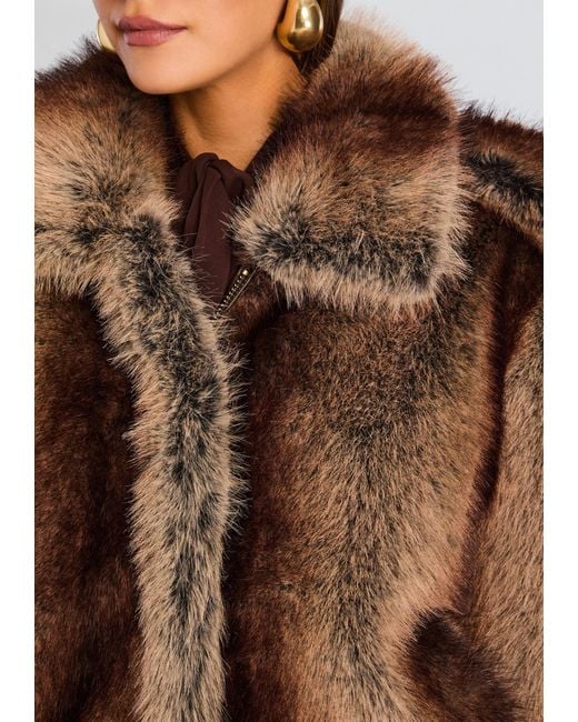 retroféte Brown Segrid Faux Fur Bomber