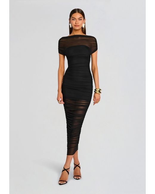SER.O.YA Black Noel Mesh Midi Dress