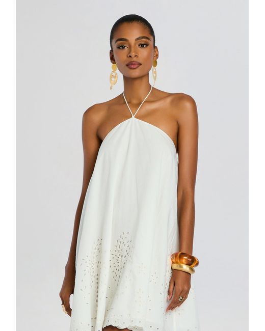 Hemant & Nandita Bagh Halter Mini Dress in White | Lyst