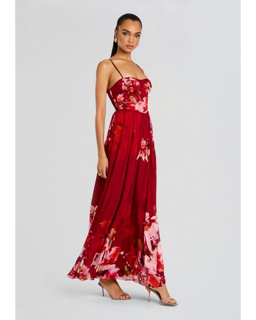 Hemant & Nandita Red Tuhi Corseted Long Dress