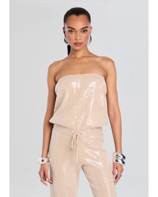 retroféte White Allie Sequin Knit Jumpsuit