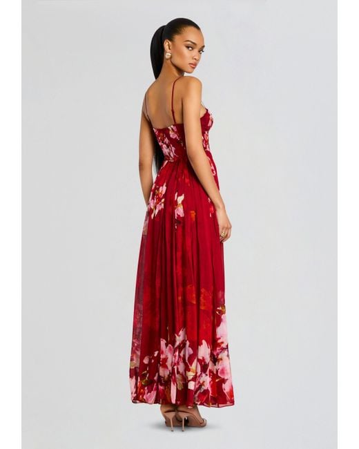 Hemant & Nandita Red Tuhi Corseted Long Dress