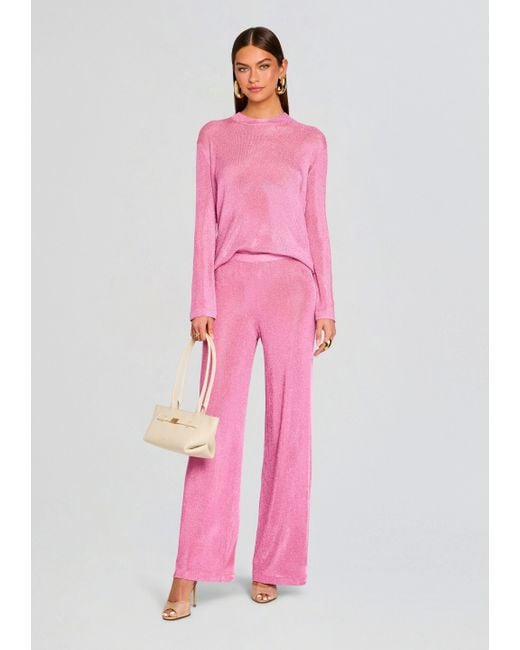 SER.O.YA Pink Sheldon Metallic Knit Pant