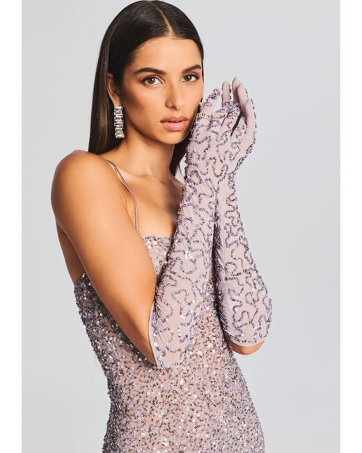 retroféte Pink Poppy Sequin Gloves