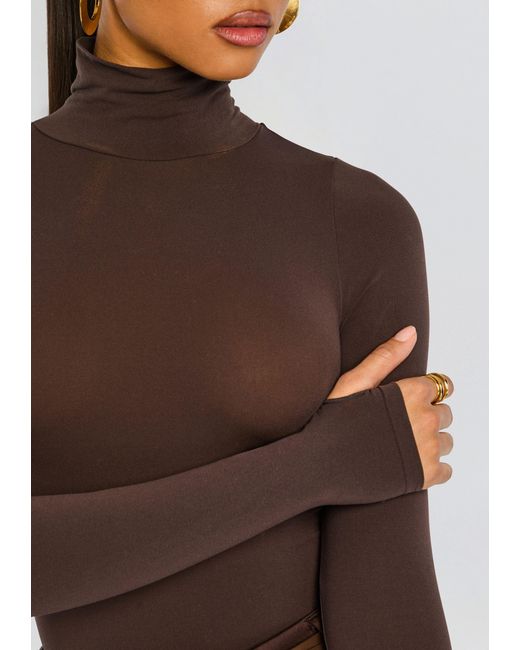 Commando Brown Ballet Turtleneck Bodysuit