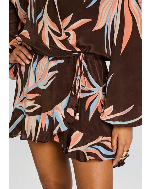 Rococo Sand White Fern Front Wrap Mini Dress