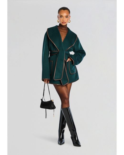 SER.O.YA Green Dulcetta Wool Coat