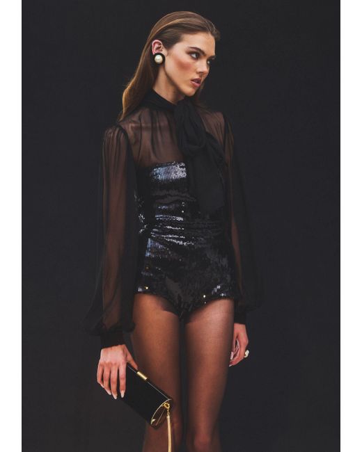 retroféte Black Estella Sequin Romper
