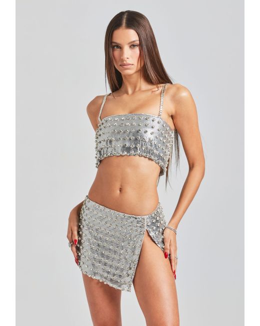 retroféte Metallic Kauren Embellished Chainmail Top