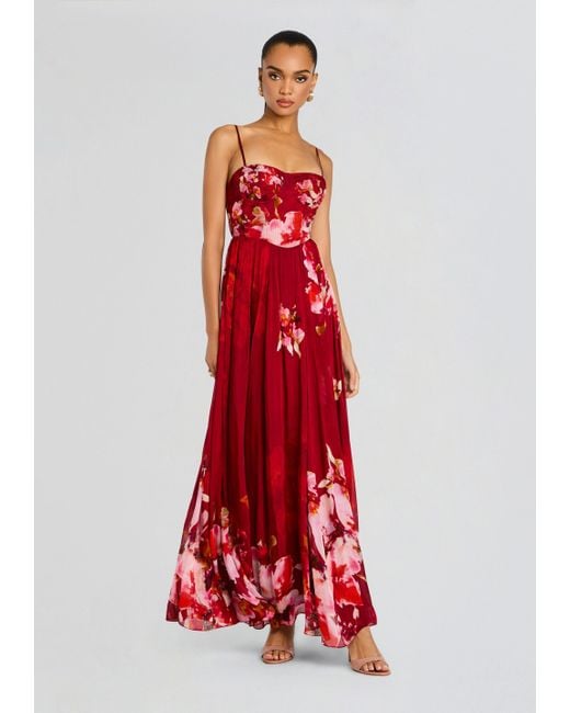 Hemant & Nandita Red Tuhi Corseted Long Dress