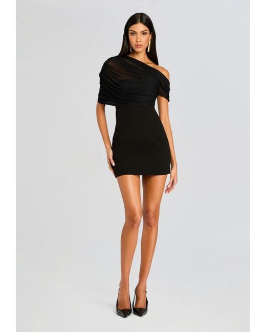 SER.O.YA Black Selma Mini Crepe Dress