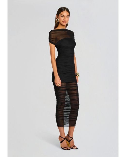 SER.O.YA Black Noel Mesh Midi Dress