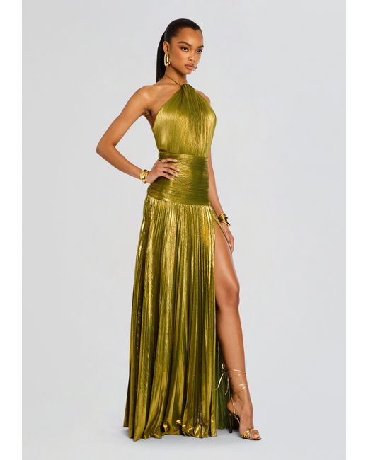 Thalia Metallic Peridot Maxi Dress