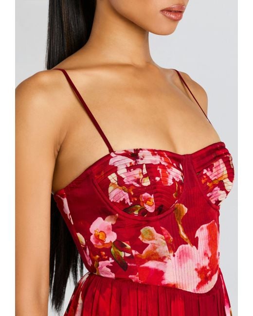 Hemant & Nandita Red Tuhi Corseted Long Dress