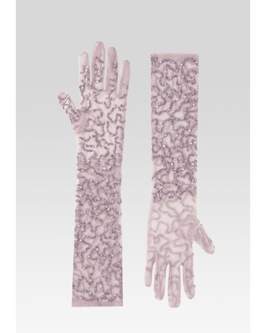 retroféte Pink Poppy Sequin Gloves