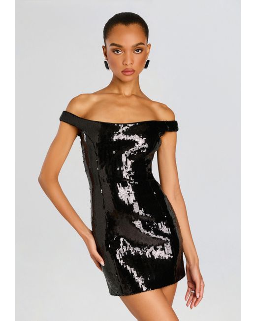 blue lace mini dress Multi Floral Embroidered Elegant Black Leather Mini fabric_Sequin Color:Sea Moss