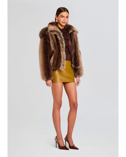 retroféte Brown Segrid Faux Fur Bomber