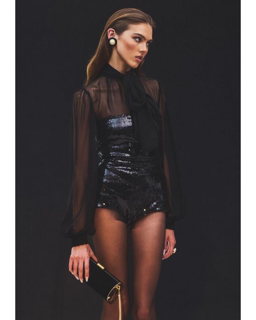 retroféte Black Estella Sequin Romper
