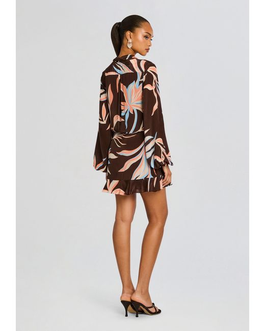 Rococo Sand White Fern Front Wrap Mini Dress