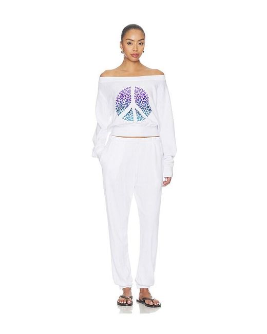 Lauren Moshi White Bronwyn Off The Shoulder Sweatshirt