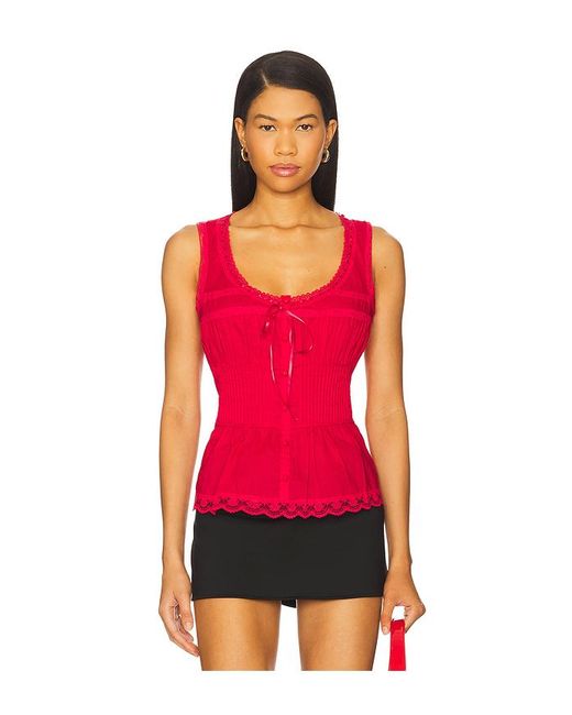 GUIZIO Red Lillie Pintuck Top