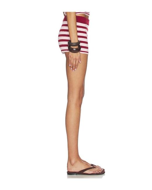 De Rococo Red Boucle Micro Mini Shorts