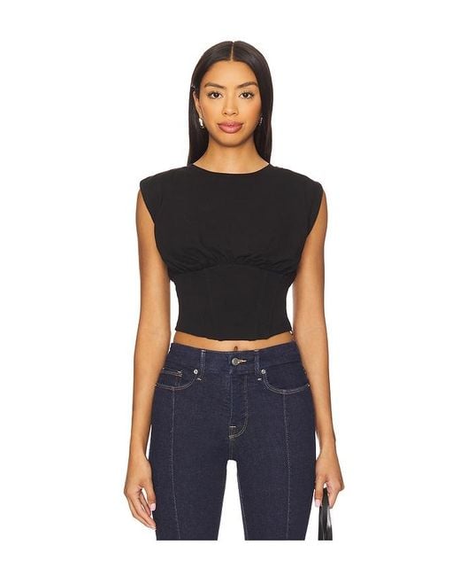 GOOD AMERICAN Women's Black Sleeveless Corset Top
