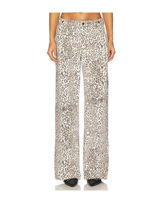 Lioness White Rigid Leopard Print Boyfriend Jeans