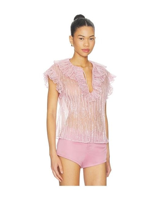 AKNVAS Pink Este Ruffle Top