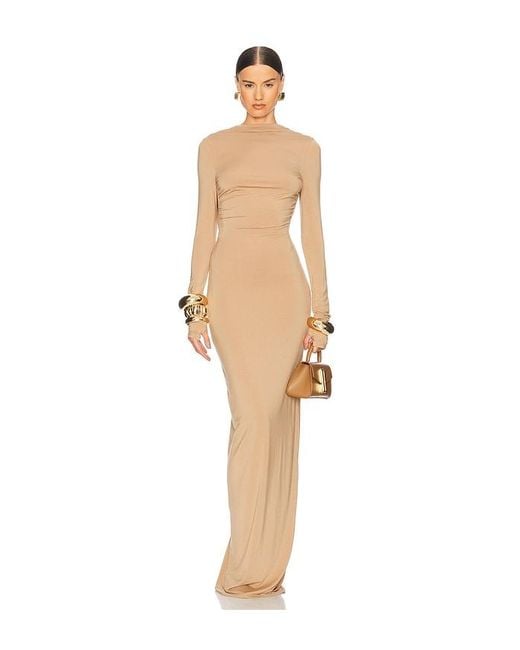 Helsa Jersey Backless Maxi Dress Natural