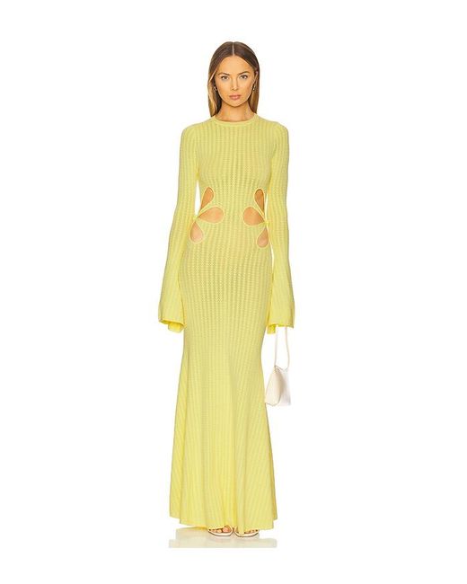 SAU LEE Yellow Destiny Knit Dress