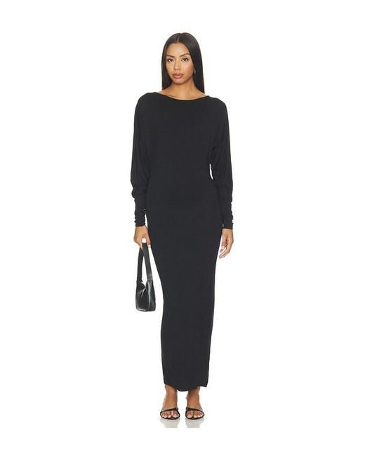 ÉTERNE Black Mountain Soft Jersey Midi Dress