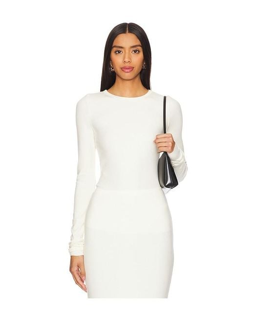 ÉTERNE White Long Sleeve Fitted Top