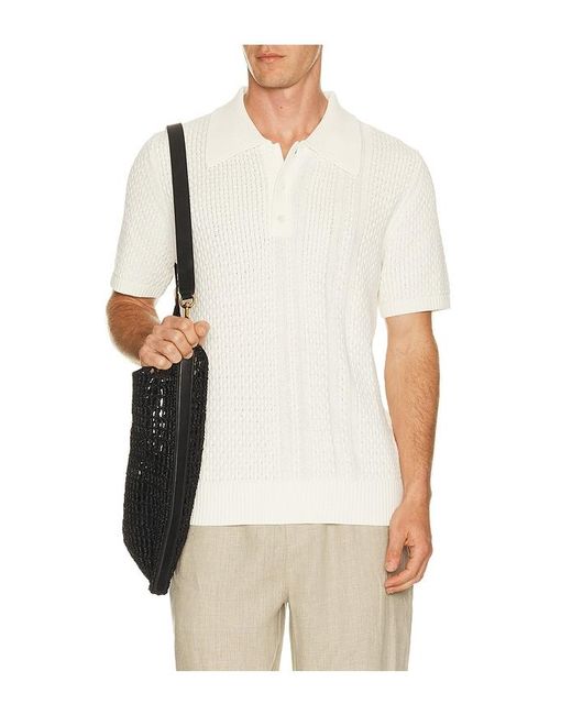 CHE White Santino Textured Polo for men